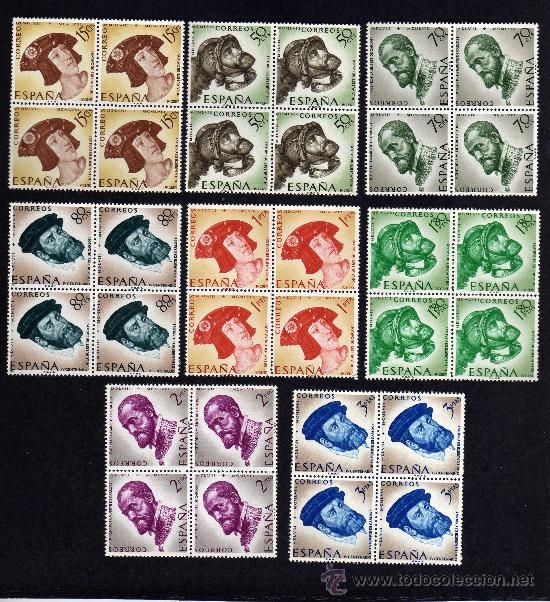 España 1958 1224/31 Sellos * B4 Cent. Muerte Carlos I Completa c/señal oxido Timbre Espagne Spain Spagna